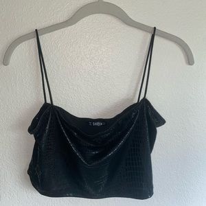 Faux leather snake print crop